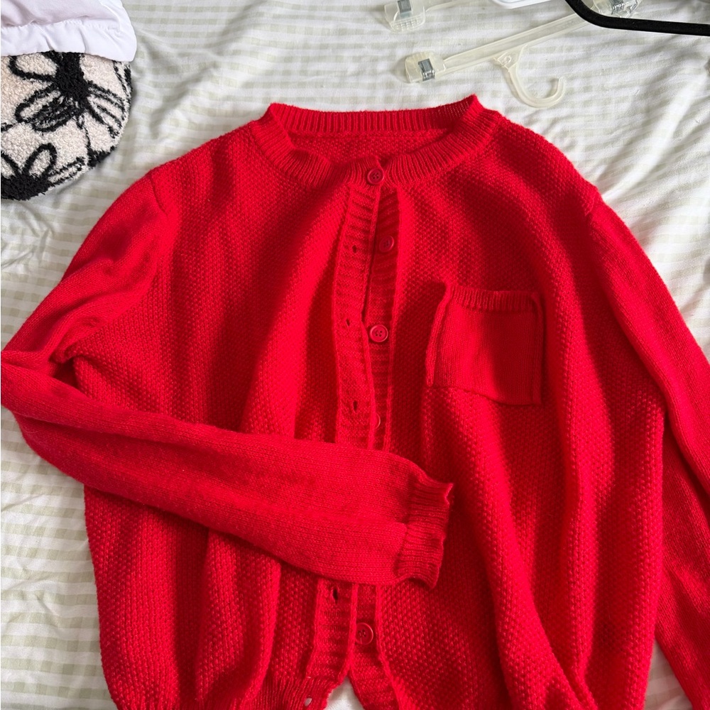 Red Women's Cardigan Sweater - Brand Unknown